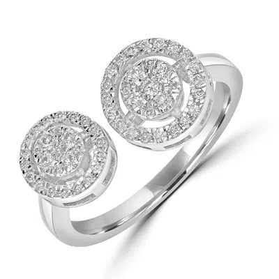 Artisan Women's Micro Pave Diamond Between The Finger Ring In White Gold