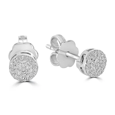 Artisan Women's Micro Pave Diamond Round Stud Earrings In 18k White Gold