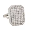 Artisan Women's Modern Square Natural Diamond Ring In 14k White Gold In Silver