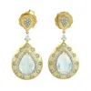 Artisan Women's Moonstone Blue & Pave Diamond Dangle Earrings In Gold