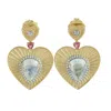 Artisan Women's Moonstone Blue & Pink Tourmaline Pave Diamond Heart Dangle Earrings In Gold