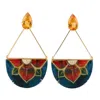 Artisan Women's Mop & Citrine Gemstone Chandelier Earrings In Gold – Pave Diamond & Bakelite Statement Jewel In Gold