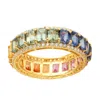 Artisan Women's Multi Color Sapphire & Diamond Eternity Band Ring In 18kt Yellow Gold In Gold