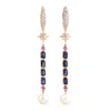 Artisan Women's Multi Sapphire & Pearl Pave Diamond Dangle Earrings In 18k Rose Gold