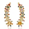 Artisan Women's Multi Sapphire Gemstone Ear Climber Earrings In Yellow Gold In Gold