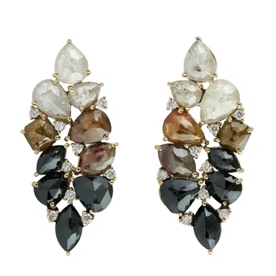 Artisan Women's Multi-stone Ice Diamond Dangle Earrings In 18k Gold In Gray