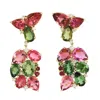 Artisan Women's Multi Tourmaline Gemstone & Diamond Dangle Earrings In 18k Gold In Gold