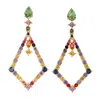 Artisan Women's Multicolor Sapphire & Tourmaline Gemstone In Gold Dangle Earrings