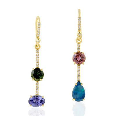 Artisan Women's Multi-gemstone & Diamond Drop Earrings In 18k Yellow Gold