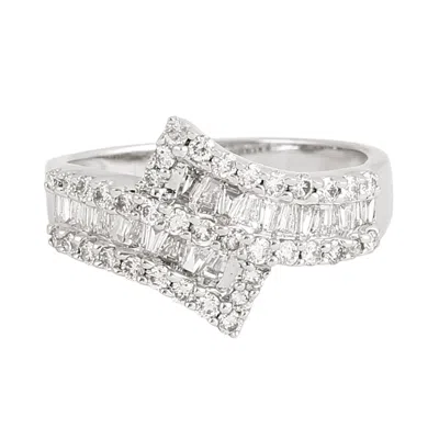 Artisan Women's Natural Baguette Cut Diamond Channel Set Band Ring In White Gold
