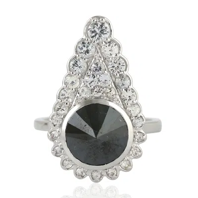 Artisan Women's Natural Diamond & Sapphire Memorial Ring In White Gold