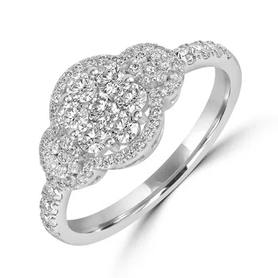 Artisan Women's Natural Diamond Designer Band Ring In 18k White Gold