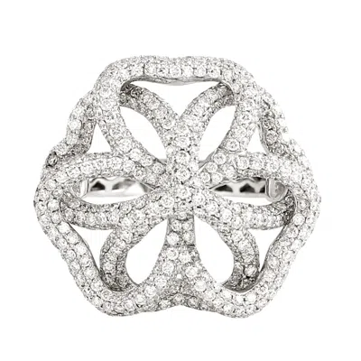 Artisan Women's Natural Diamond Designer Cocktail Ring In White Gold