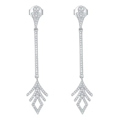 Artisan Women's Natural Diamond Designer Dangle Earrings In White Gold