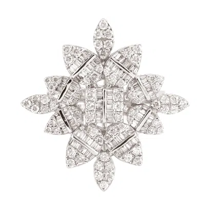 Artisan Women's Natural Diamond Geometric Cocktail Ring In 18k White Gold In Metallic