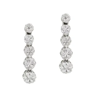 Artisan Women's Natural Diamond Handmade Dangle Earrings In White Gold