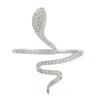 Artisan Women's Natural Diamond Serpent Bypass Ring In 18k White Gold In Metallic