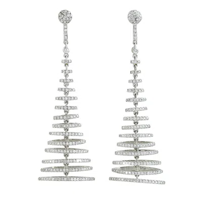 Artisan Women's Natural Diamond Spiral Dangle Earrings In White Gold