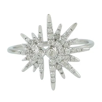 Artisan Women's Natural Diamond Starburst Cocktail Ring In White Gold In Metallic