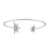 Artisan Women's Natural Diamond Starburst Cuff Bracelet In 14k White Gold