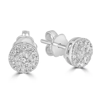 Artisan Women's Natural Diamond Stud Earrings In 18k White Gold