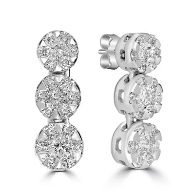 Artisan Women's Natural Diamond Three Tier Dangle Earrings In White Gold