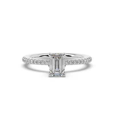 Artisan Women's Natural Emerald Cut Lab Grown Diamond Cocktail Ring In White Gold