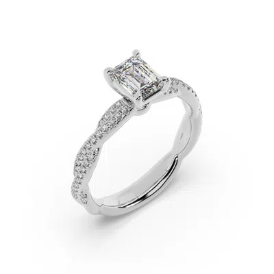 Artisan Women's Natural Emerald Cut Lab Grown Diamond Wedding Ring In White Gold