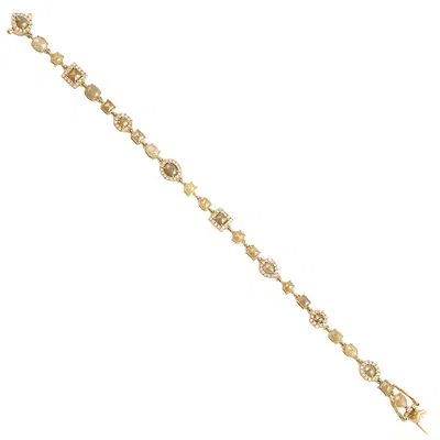 Artisan Women's Natural Ice Diamond Fixed And Flexible Bracelet In 18k Yellow Gold