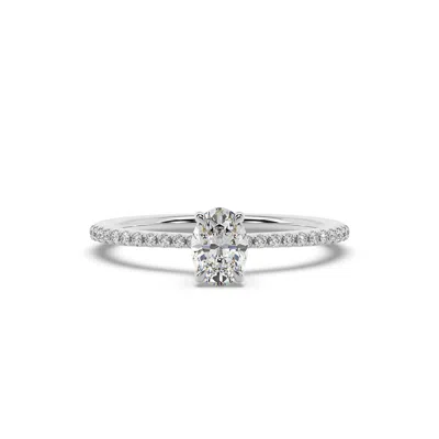 Artisan Women's Natural Oval Cut Lab Grown Diamond Cocktail Ring In White Gold