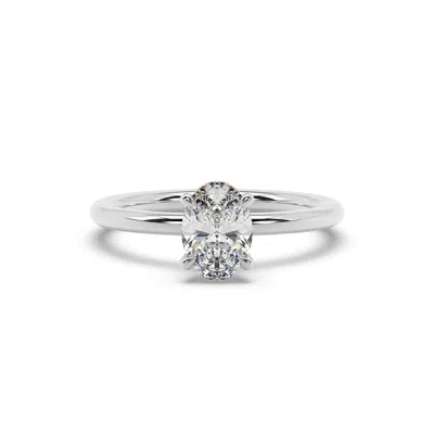 Artisan Women's Natural Oval Cut Lab Grown Solitaire Ring In 14k White Gold