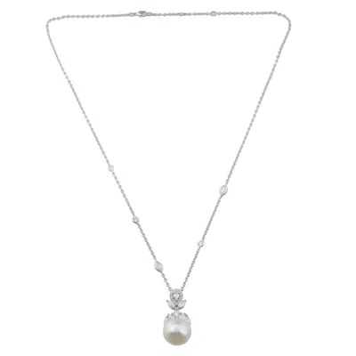 Artisan Women's Natural Pearl & Diamond Choker Necklace In 18k White Gold