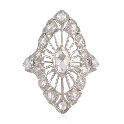 Artisan Women's Natural Rose Cut Diamond Marquise Ring In 18k White Gold
