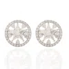 Artisan Women's Natural Rose Cut Diamond Star Stud Earrings In 18k White Gold