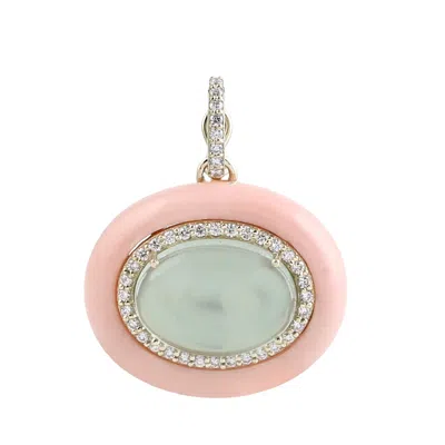 Artisan Women's Opal & Amethyst Diamond Halo Pendant In 14k Yellow Gold In Pink