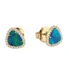 Artisan Women's Opal Doublet & Diamond Stud Earrings In 14k Yellow Gold