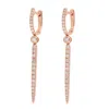 Artisan Women's Orange / White Designer Diamond Spike Huggie Earrings In Rose Gold In Gold