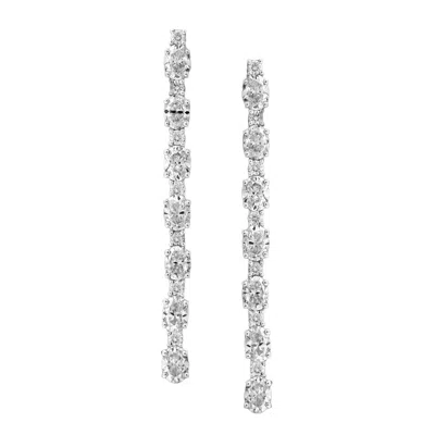 Artisan Women's Oval Cut Diamond Dangle Earrings In White Gold