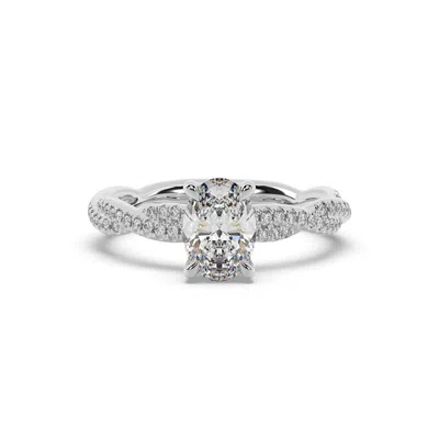 Artisan Women's Oval Cut Lab Grown Diamond Cocktail Ring In 14k White Gold