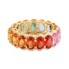Artisan Women's Oval Cut Multicolor Sapphire & Diamond Eternity Ring In Yellow Gold In Multi