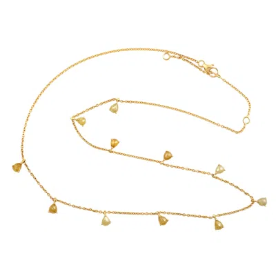 Artisan Women's Pear Cut Ice Diamond Bead Choker Necklace In Yellow Gold