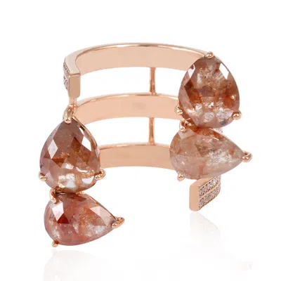 Artisan Women's Pear Cut Ice Diamond In Rose Gold Between The Finger Ring