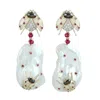Artisan Women's Pearl Chinese & Ruby Gemstone Pave Diamond Insect Dangle Earrings In Gold
