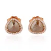Artisan Women's Pink / Brown 14k Rose Gold Triangle Earrings With Natural Ice Diamonds In Brown
