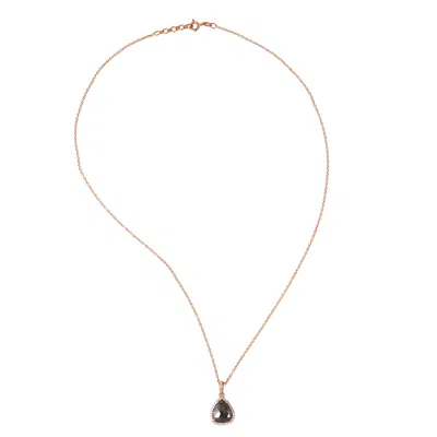 Artisan Women's Pink / Brown / White 18k Rose Gold Princess Chain Necklace With Pear Ice Diamond