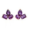 Artisan Women's Pink / Purple Amethyst Gemstone Three Stone Stud Earrings In Rose Gold