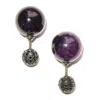 Artisan Women's Pink / Purple / Black Black Diamond & Amethyst Double Side Tunnel Earrings In Yellow Gold