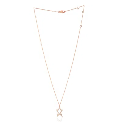 Artisan Women's Pink / Purple / White 14k Rose Gold Micro Pave Natural Diamond Star Pendant Choker Necklace