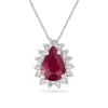 Artisan Women's Pink / Purple / White Natural Pink Ruby & Diamond Pear Pendant In White Gold