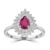 Artisan Women's Pink / Purple / White Pear Cut Ruby Gemstone & Diamond Solitaire Ring In White Gold